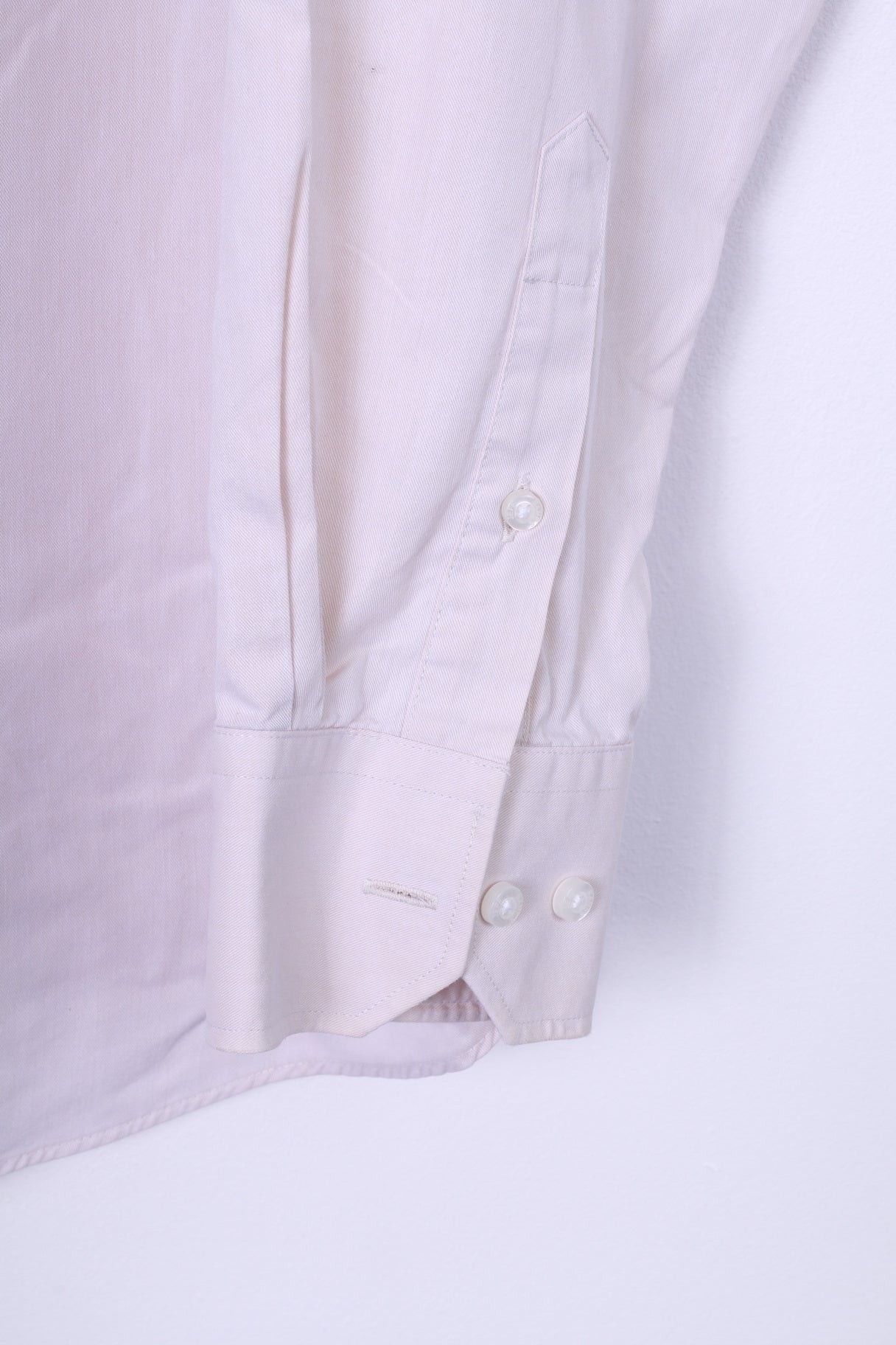 Jeff Banks London Mens 44 17.5'' XL Casual Shirt Cotton Cream Long Sleeve