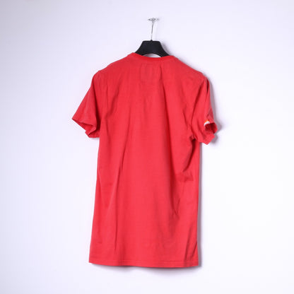 Superdry Hommes L T-Shirt Rouge Coton Motor Oil Graphic Gasoline Slim Fit Top