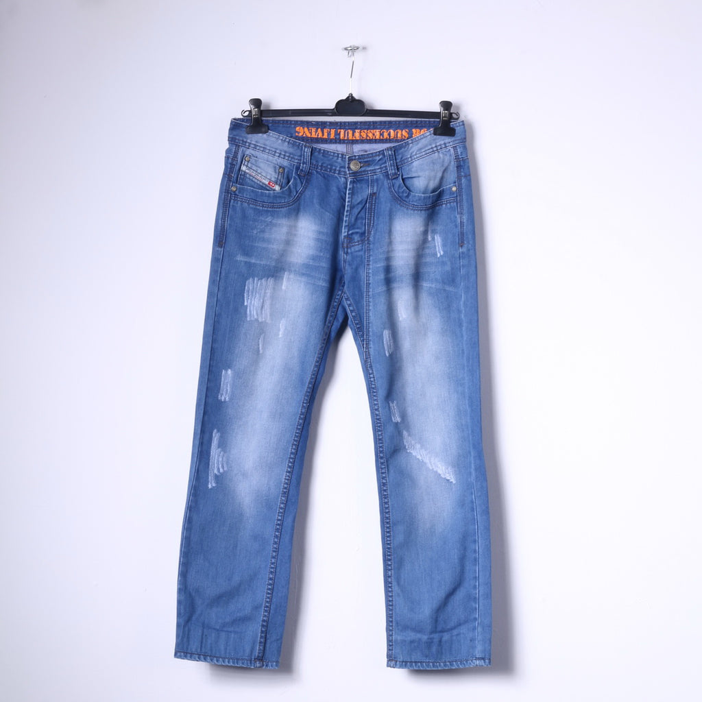Diesel Industry Mens 33 Trousers Blue Jeans Faded Styled in Italy Denim Pants