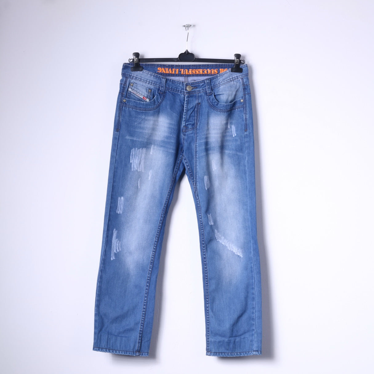 Diesel Industry Mens 33 Trousers Blue Jeans Faded Styled in Italy Denim Pants