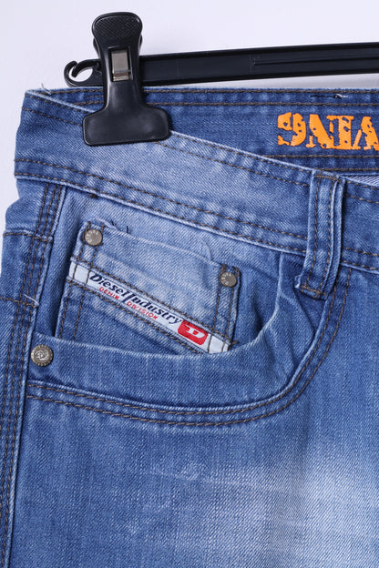 Pantaloni Diesel Industry da uomo 33 Jeans blu sbiaditi in stile italiano Pantaloni in denim