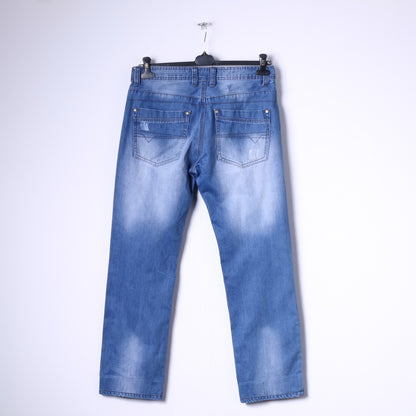 Pantaloni Diesel Industry da uomo 33 Jeans blu sbiaditi in stile italiano Pantaloni in denim