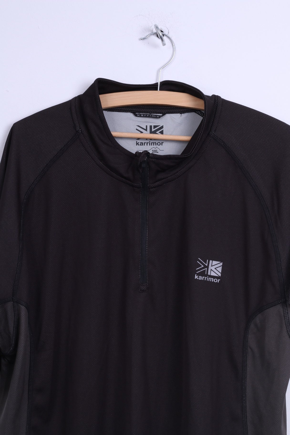Karrimor Mens 3XL Shirt Black Run Zip Neck Stretch Top
