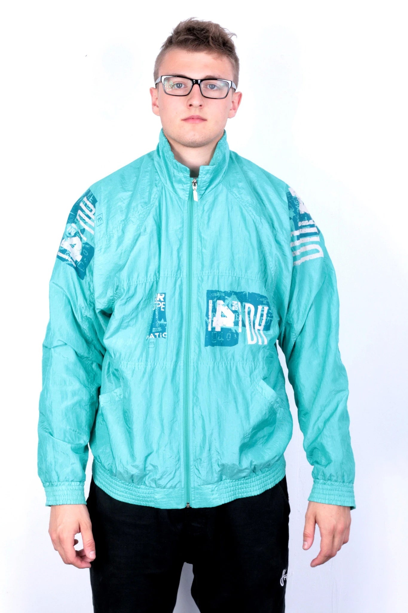 Maser Giacca da uomo M 50 Bomber verde in nylon lucido impermeabile Festival Oldschool Top