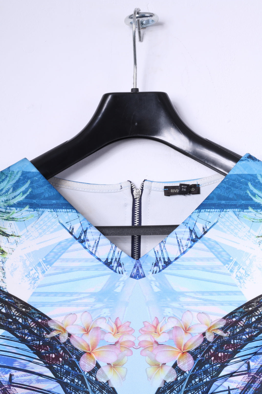 River Island Womens 10 36 S Mini abito blu Summer Palms Beach Sexi