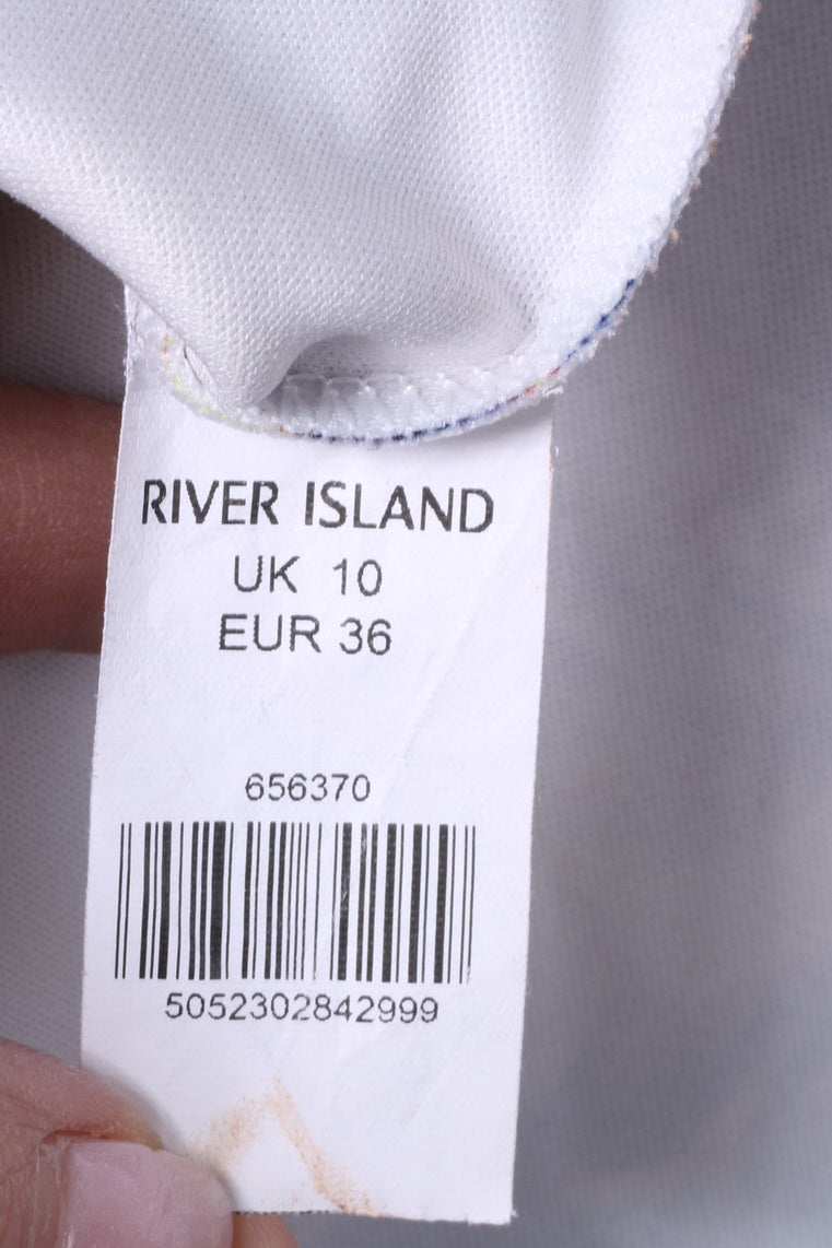 River Island Womens 10 36 S Mini Dress Blue Summer Palms Beach Sexi