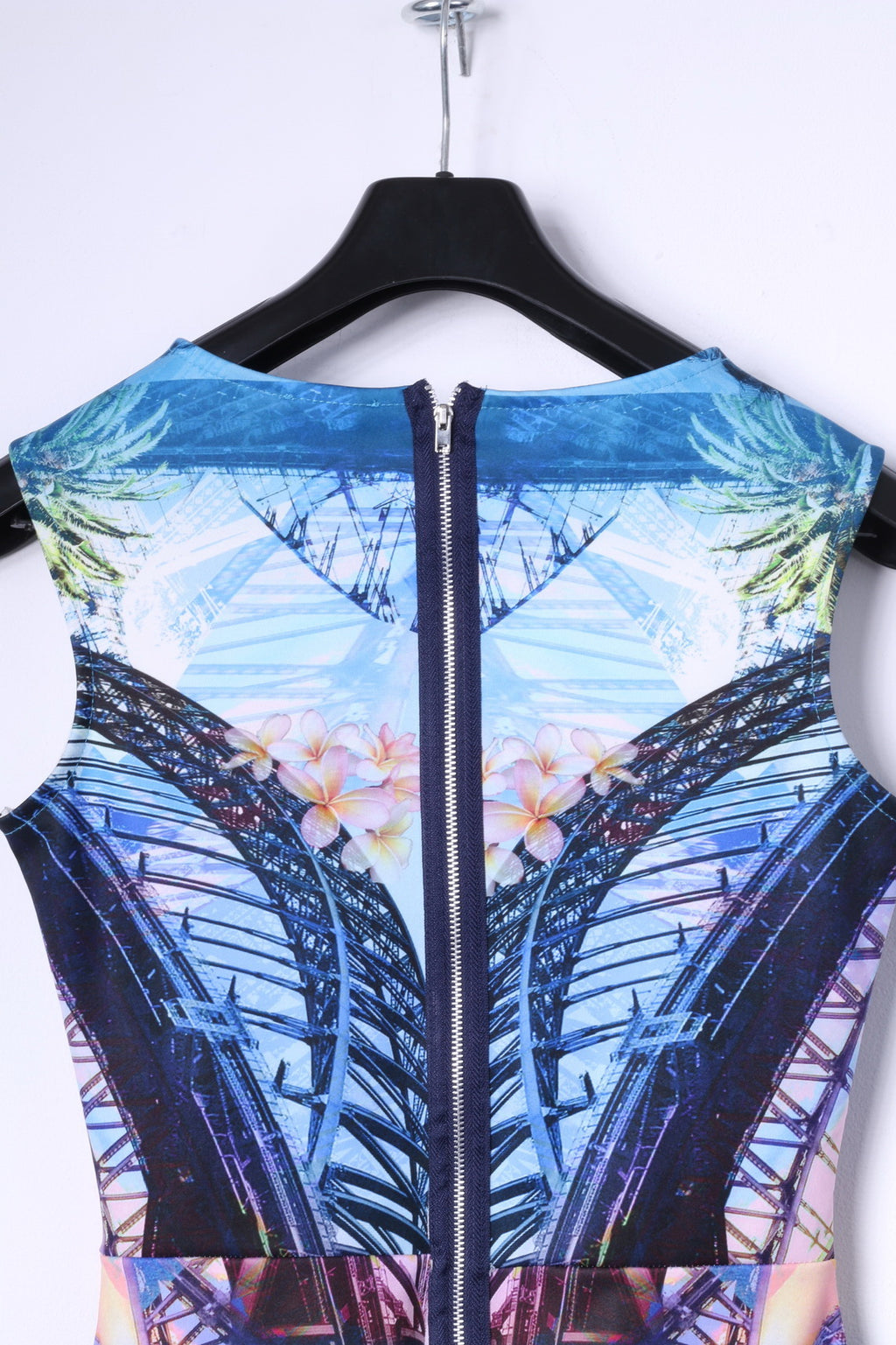 River Island Womens 10 36 S Mini abito blu Summer Palms Beach Sexi