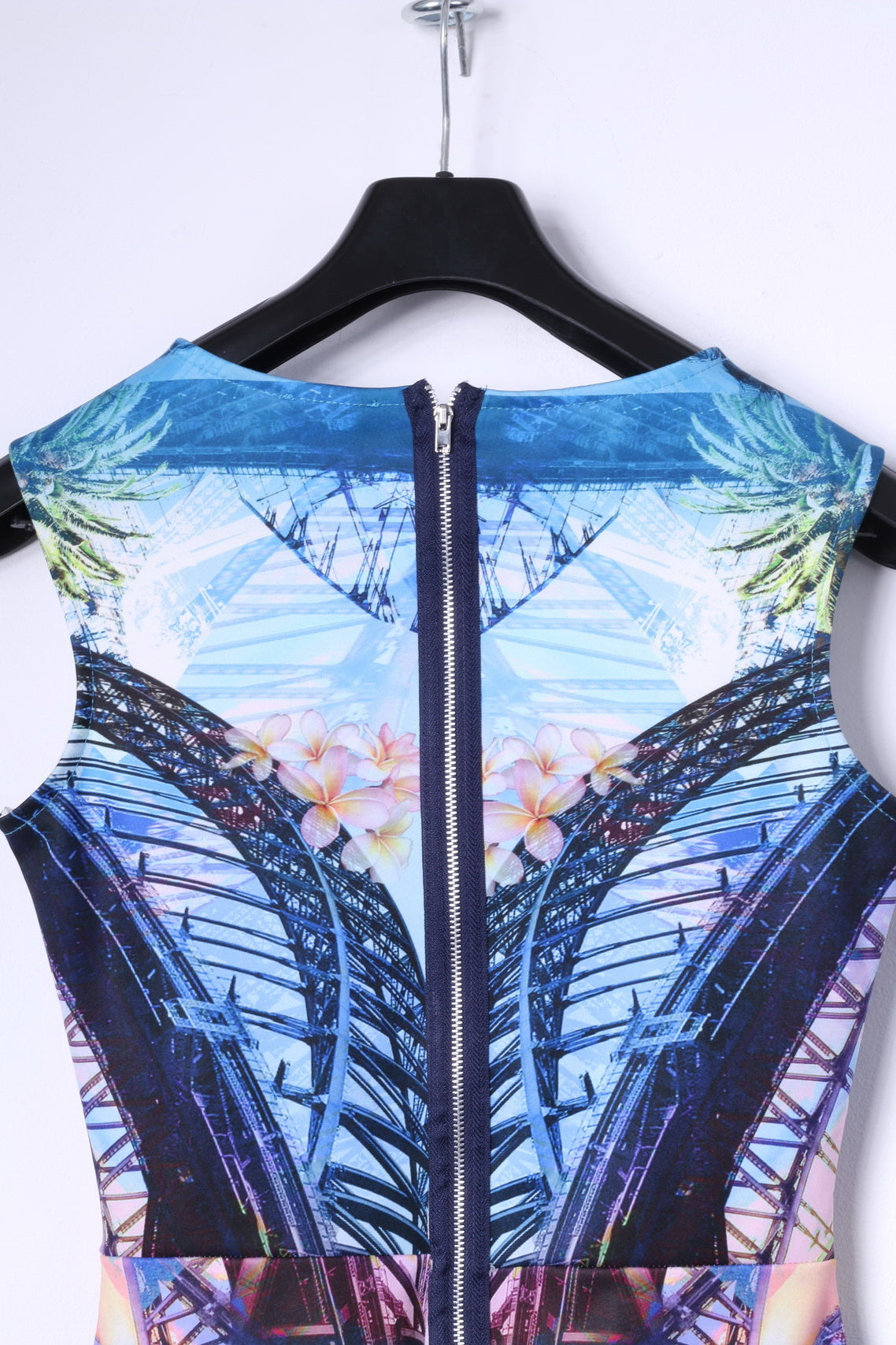 River Island Womens 10 36 S Mini abito blu Summer Palms Beach Sexi