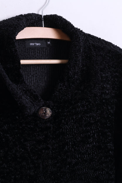 One-Two Womens M Jumper Black Cardigan Sweater