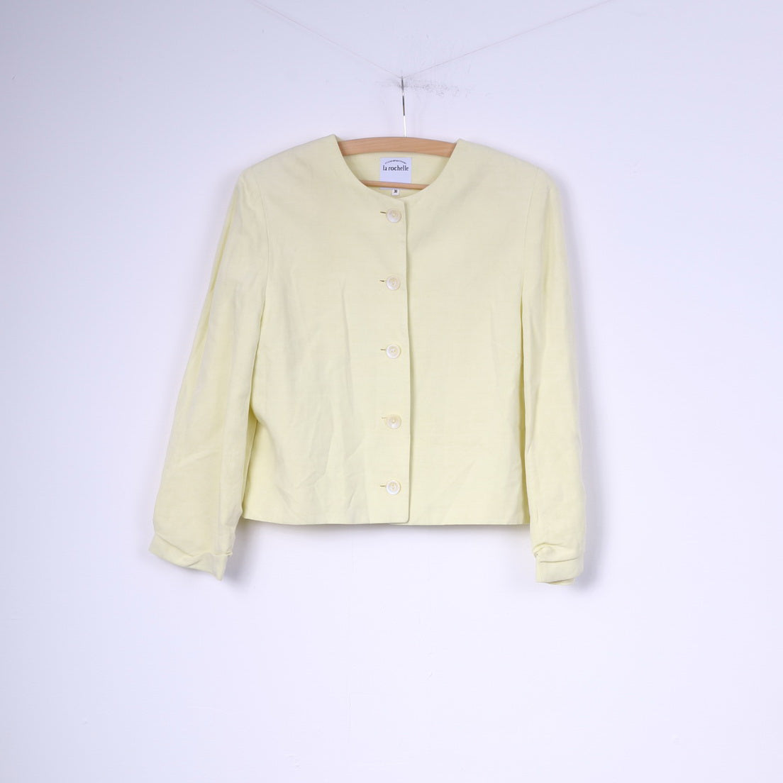 Compagnie La Rochelle Womens 36 S Blazer Yellow Single Breasted Shoulder Pads