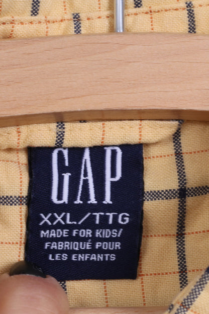 GAP Boys TTG XXL Casual Shirt Yellow Cotton The Big Oxford Checkered