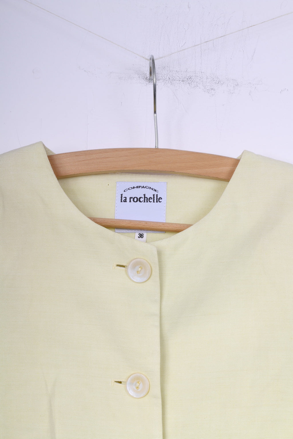 Compagnie La Rochelle Womens 36 S Blazer Yellow Single Breasted Shoulder Pads