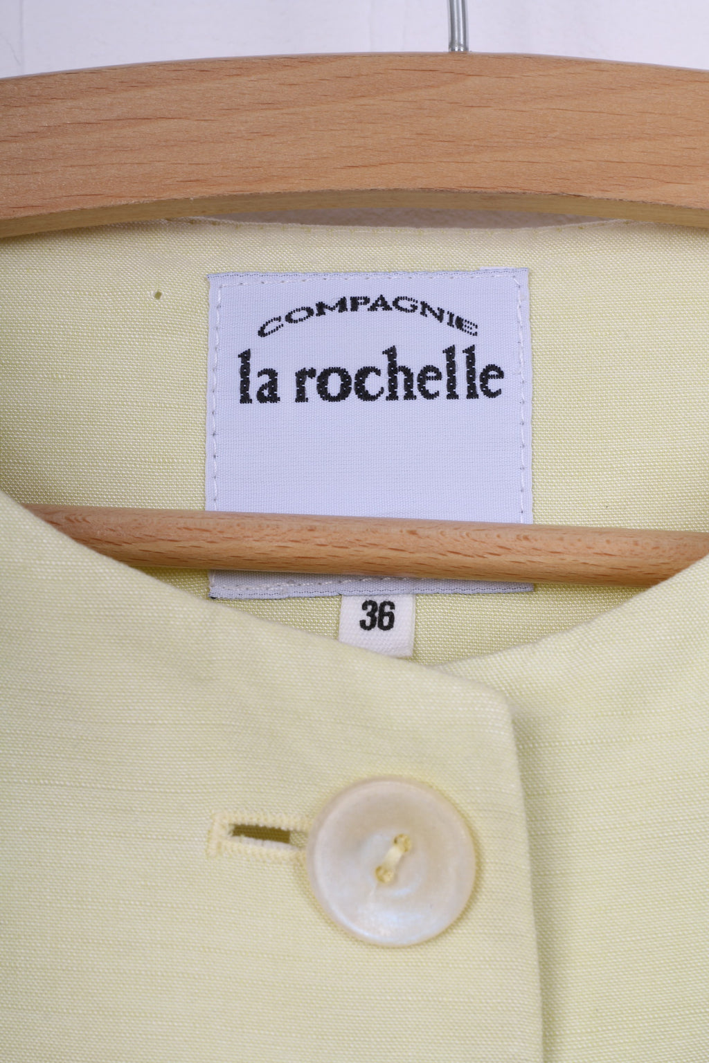 Compagnie La Rochelle Womens 36 S Blazer Yellow Single Breasted Shoulder Pads