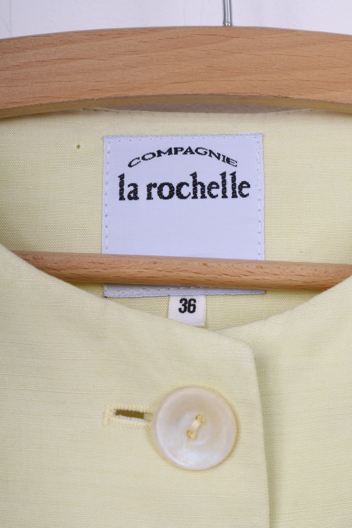 Compagnie La Rochelle Womens 36 S Blazer Yellow Single Breasted Shoulder Pads