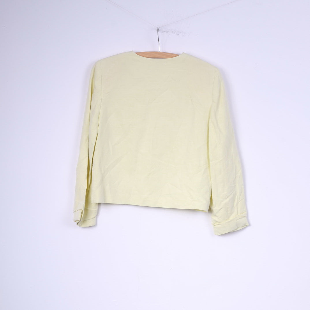 Compagnie La Rochelle Womens 36 S Blazer Yellow Single Breasted Shoulder Pads