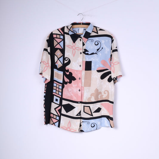 Vintage Womens 44 2XL Casual Shirt Abstract Short Sleeve Shoulder Pads