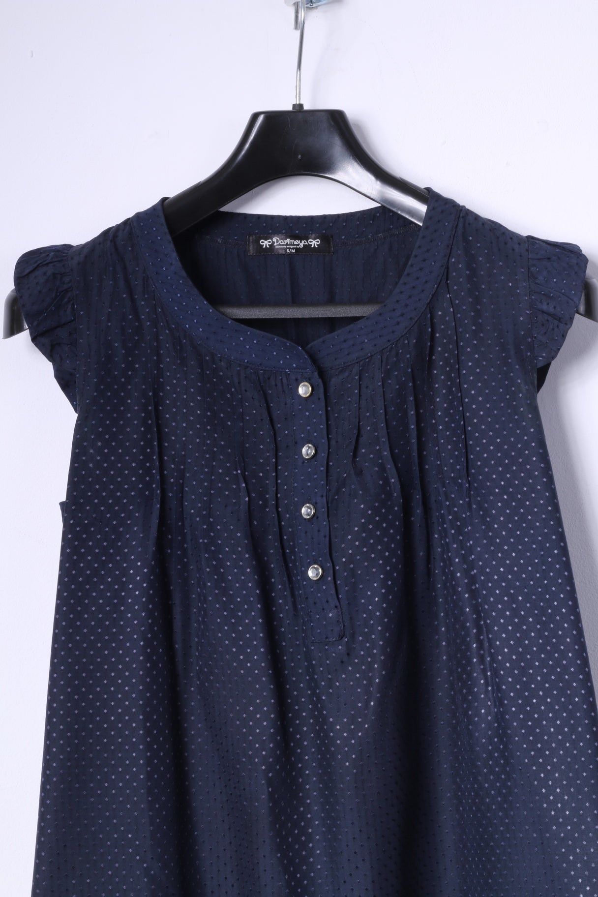 Darimeya Womens S/M Mini Dress Navy Summer Sweet Boho Tunic