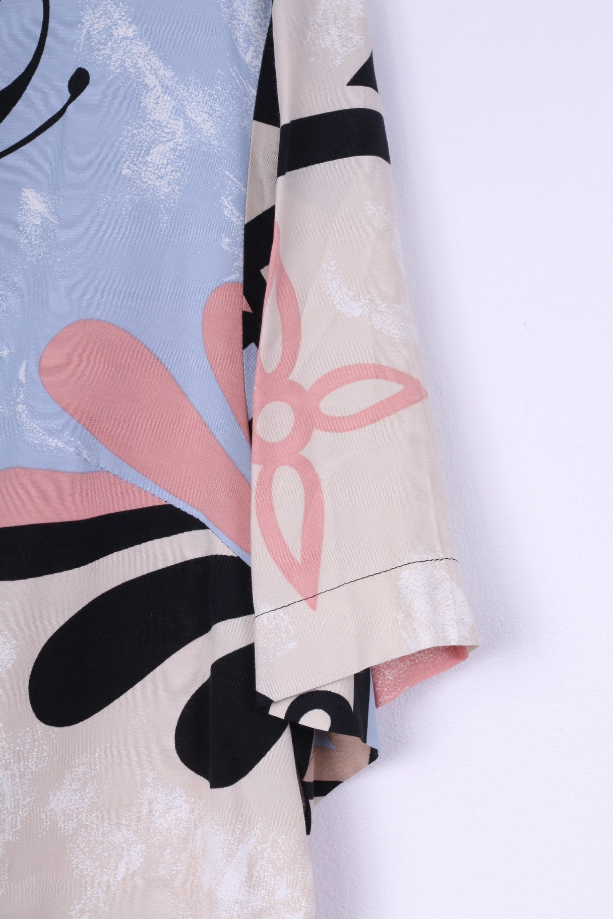 Camicia casual vintage da donna 44 2XL con spalline astratte a maniche corte 