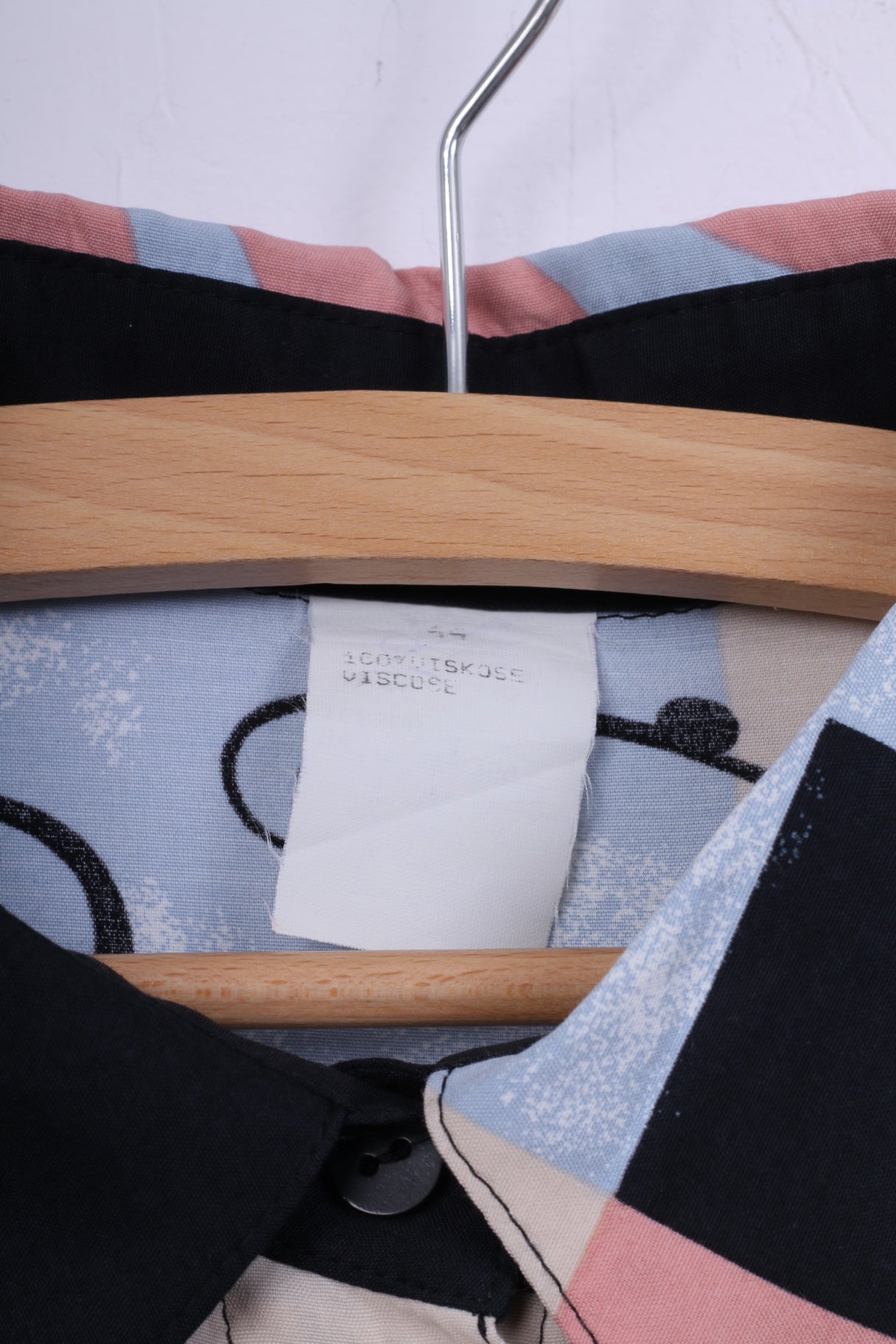 Camicia casual vintage da donna 44 2XL con spalline astratte a maniche corte 