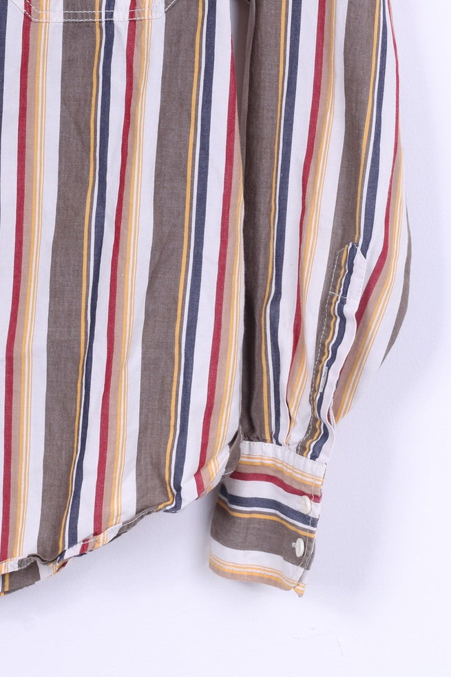 Tommy Hilfiger Denim Boys M Casual Shirt Yellow Cotton Striped Long Sleeve