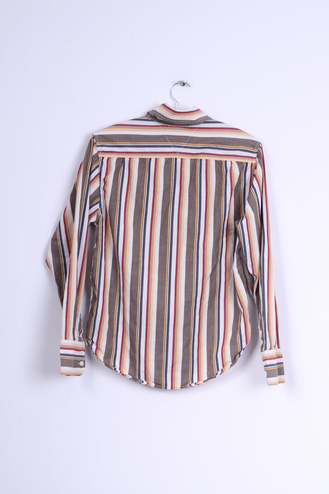 Tommy Hilfiger Denim Boys M Casual Shirt Yellow Cotton Striped Long Sleeve