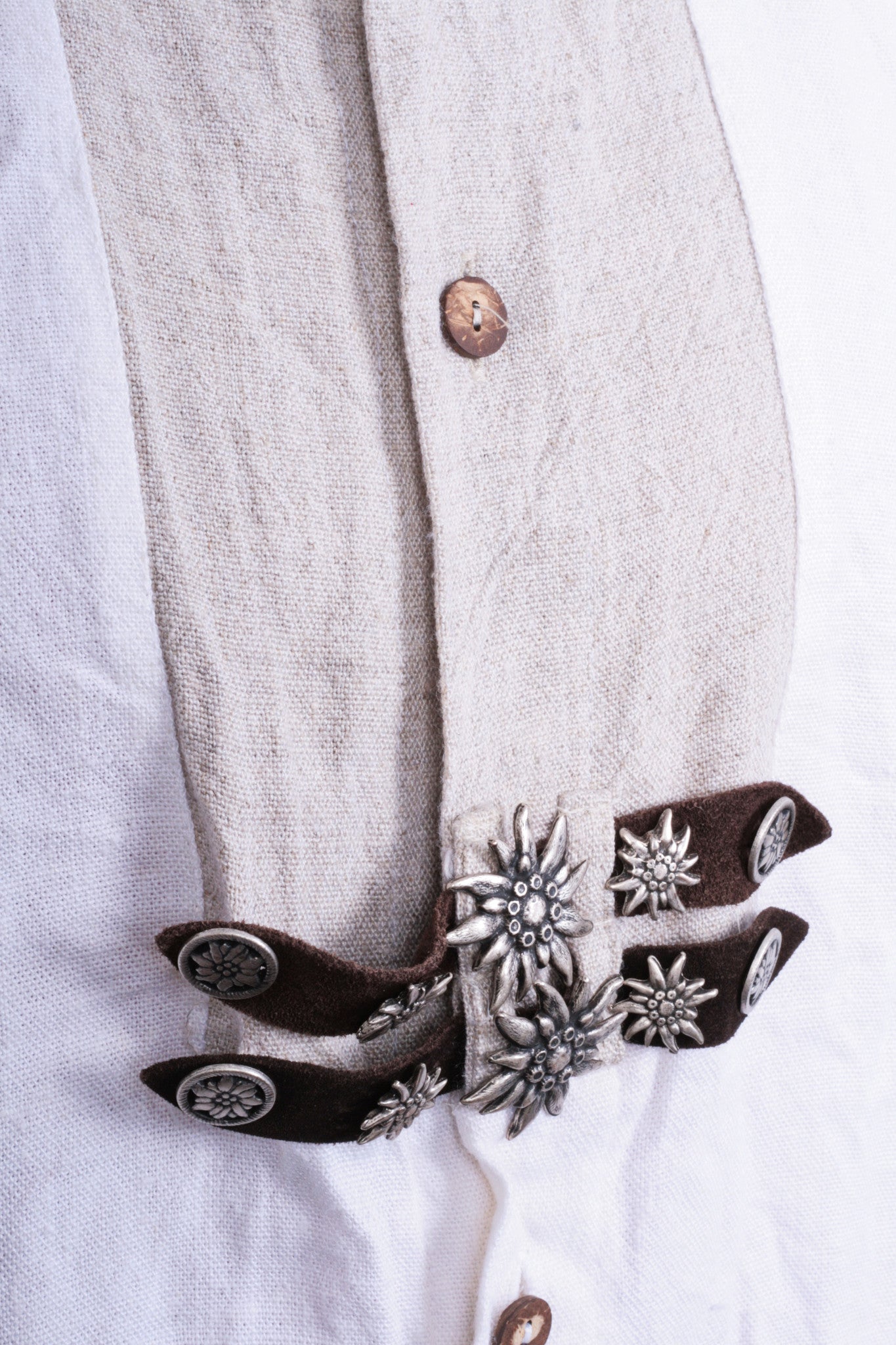 Mens 2XL Casual Shirt Tradition Alpen Beige Tirol Bavaria Austria Linen - RetrospectClothes