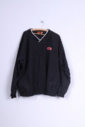 Giacca pullover XXL da uomo Harriton nera con scollo a V STH, top leggero