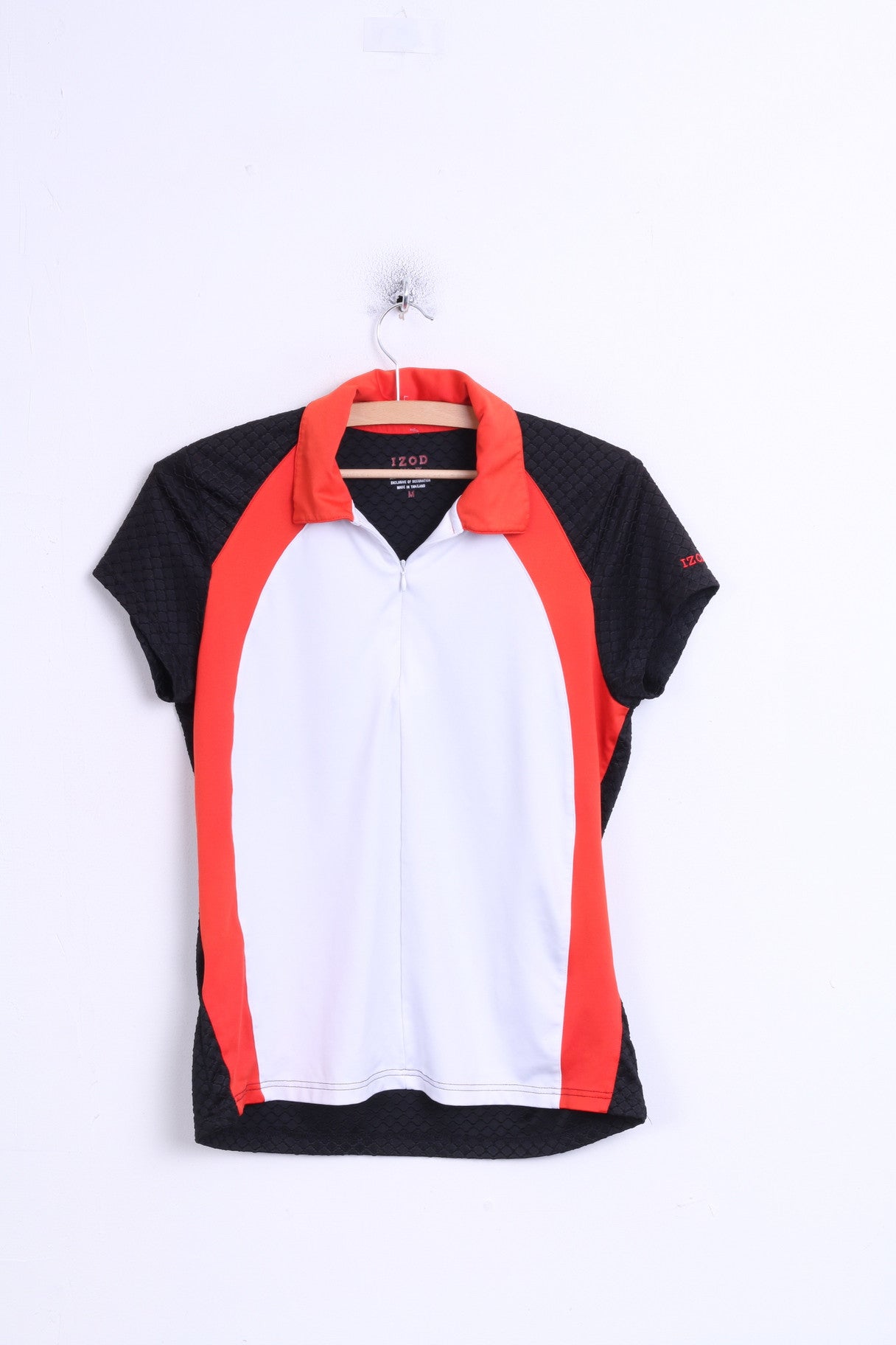 IZOD Mens M Shirt Zip Neck Cool White Black