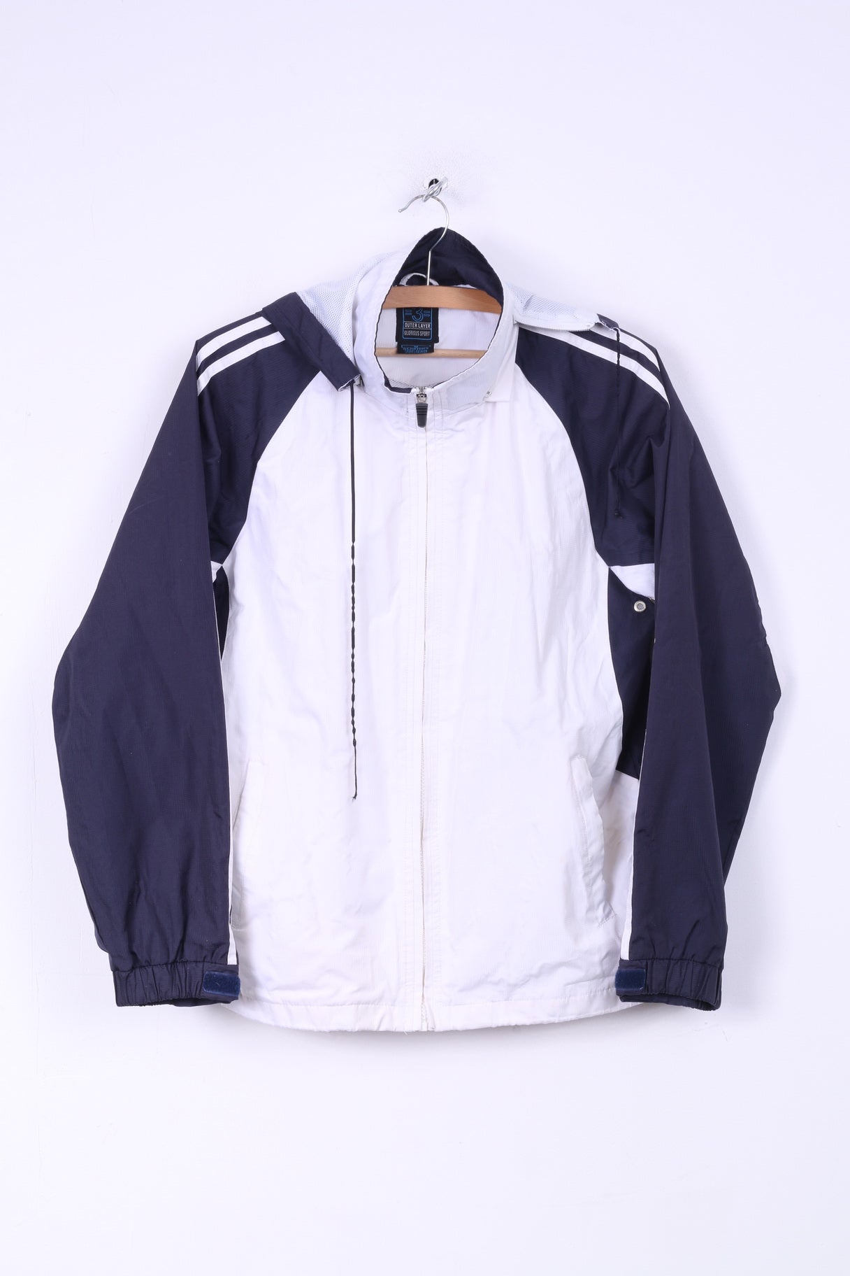 Glorious Giacca da uomo M Strato esterno Sport Bianco Cerniera completa con cappuccio