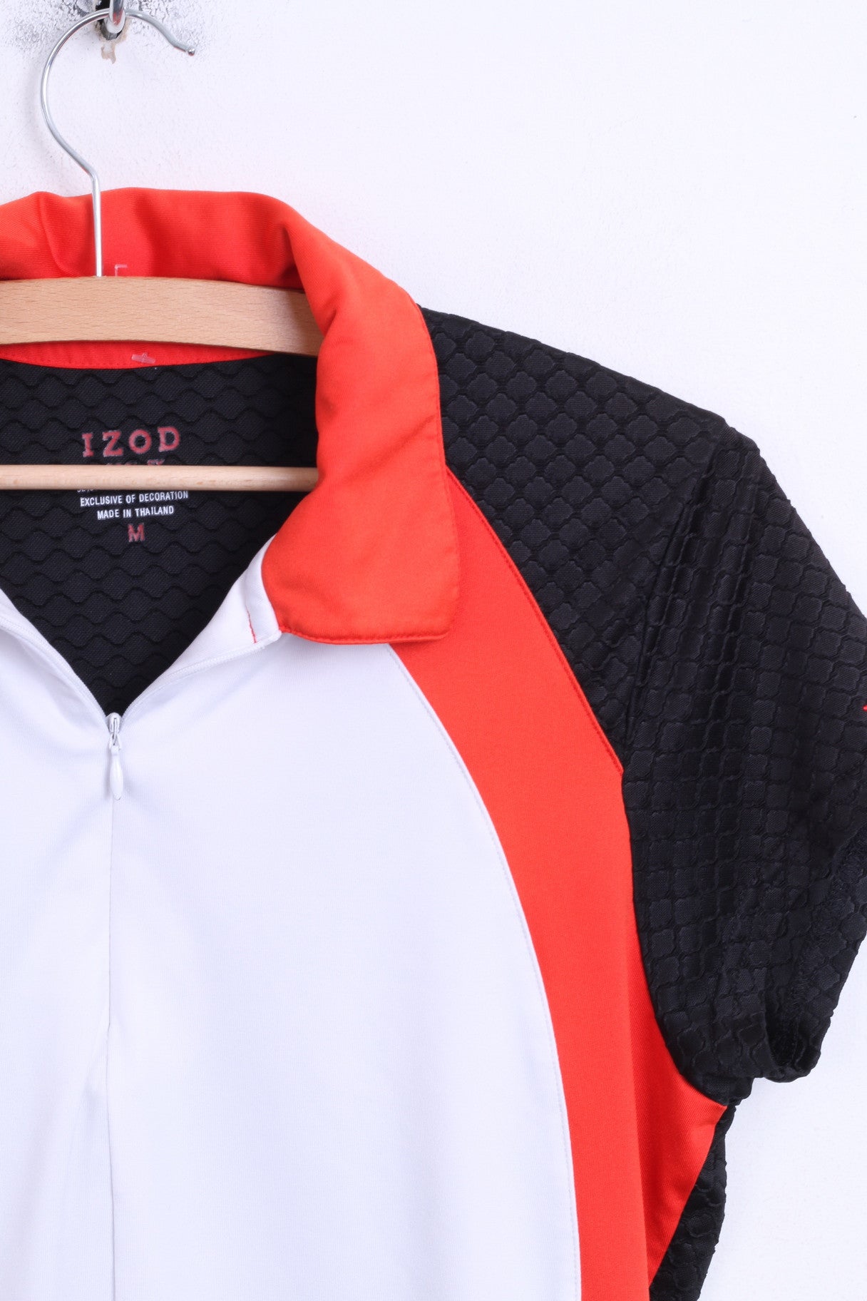 IZOD Mens M Shirt Zip Neck Cool White Black