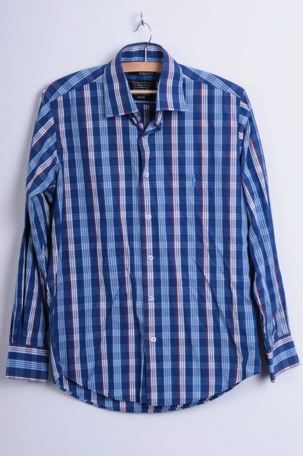 6th Sense Global Designs Womens M Casual Shirt Check Royal Blue Cotton - RetrospectClothes