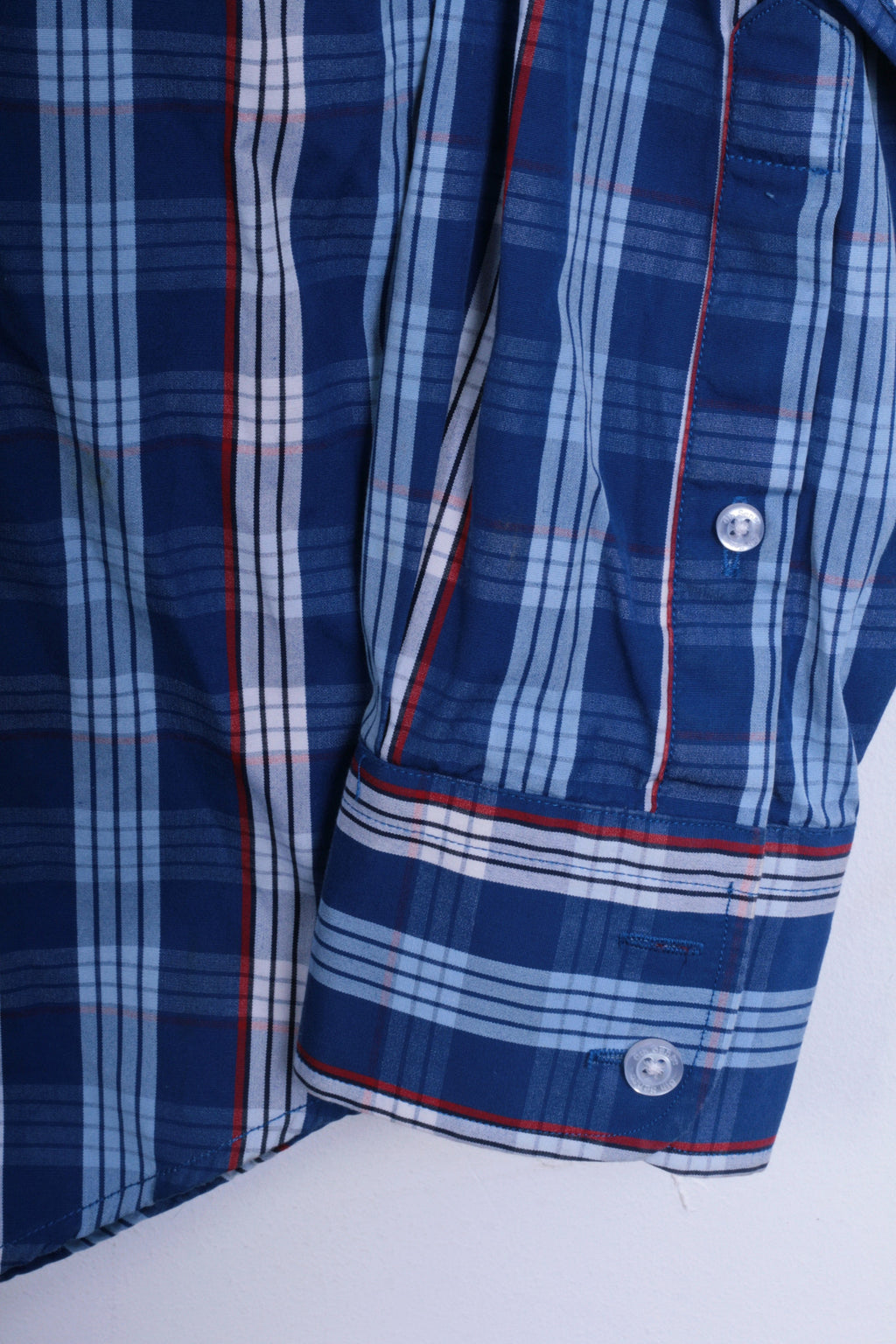 6th Sense Global Designs Womens M Casual Shirt Check Royal Blue Cotton - RetrospectClothes