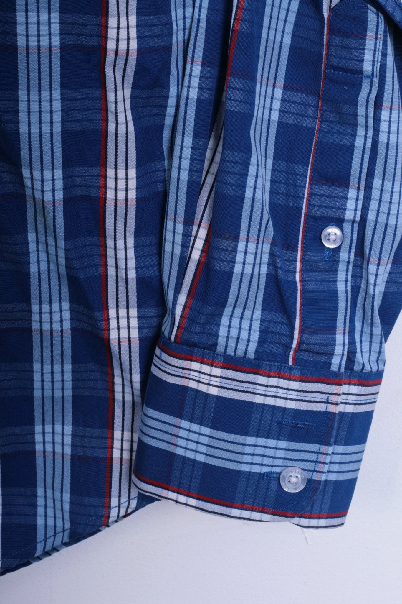 6th Sense Global Designs Womens M Casual Shirt Check Royal Blue Cotton - RetrospectClothes