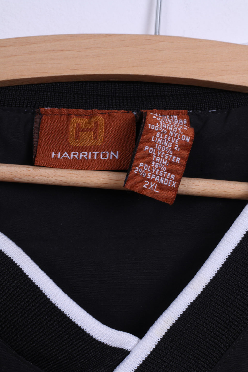 Giacca pullover XXL da uomo Harriton nera con scollo a V STH, top leggero