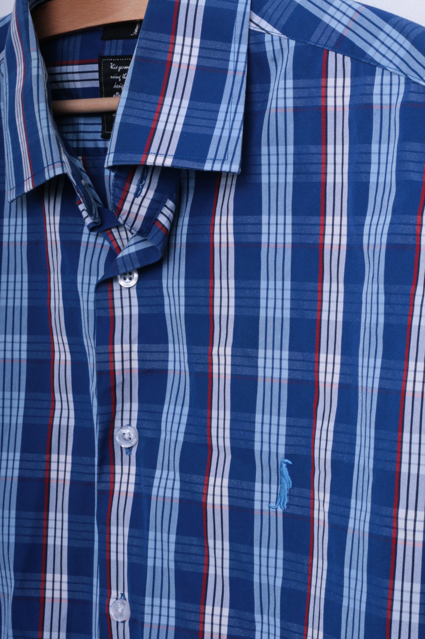 6th Sense Global Designs Womens M Casual Shirt Check Royal Blue Cotton - RetrospectClothes
