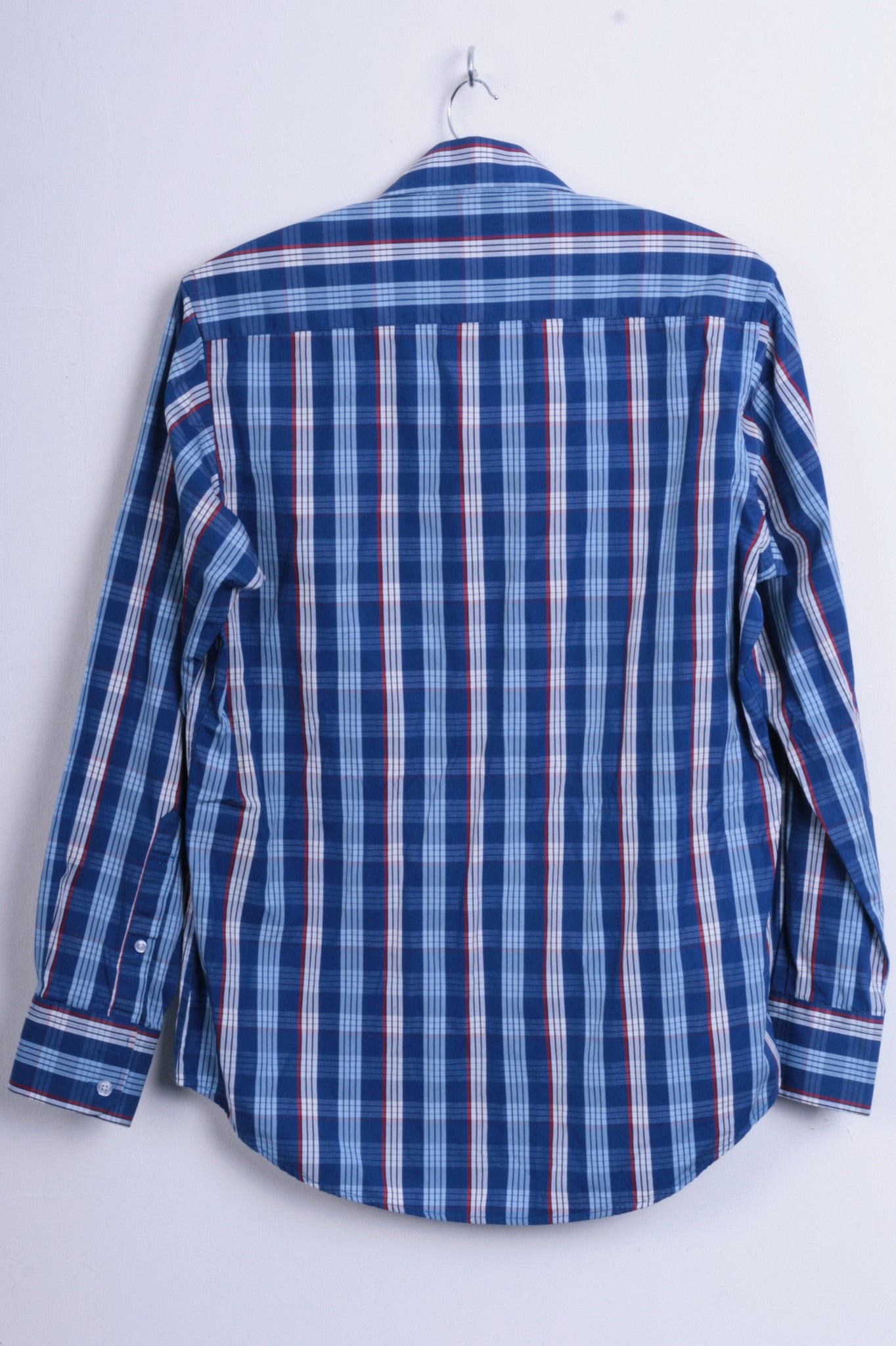 6th Sense Global Designs Womens M Casual Shirt Check Royal Blue Cotton - RetrospectClothes