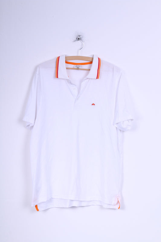 Ellesse Italia Polo XXL Homme Blanc Coton Manches Courtes