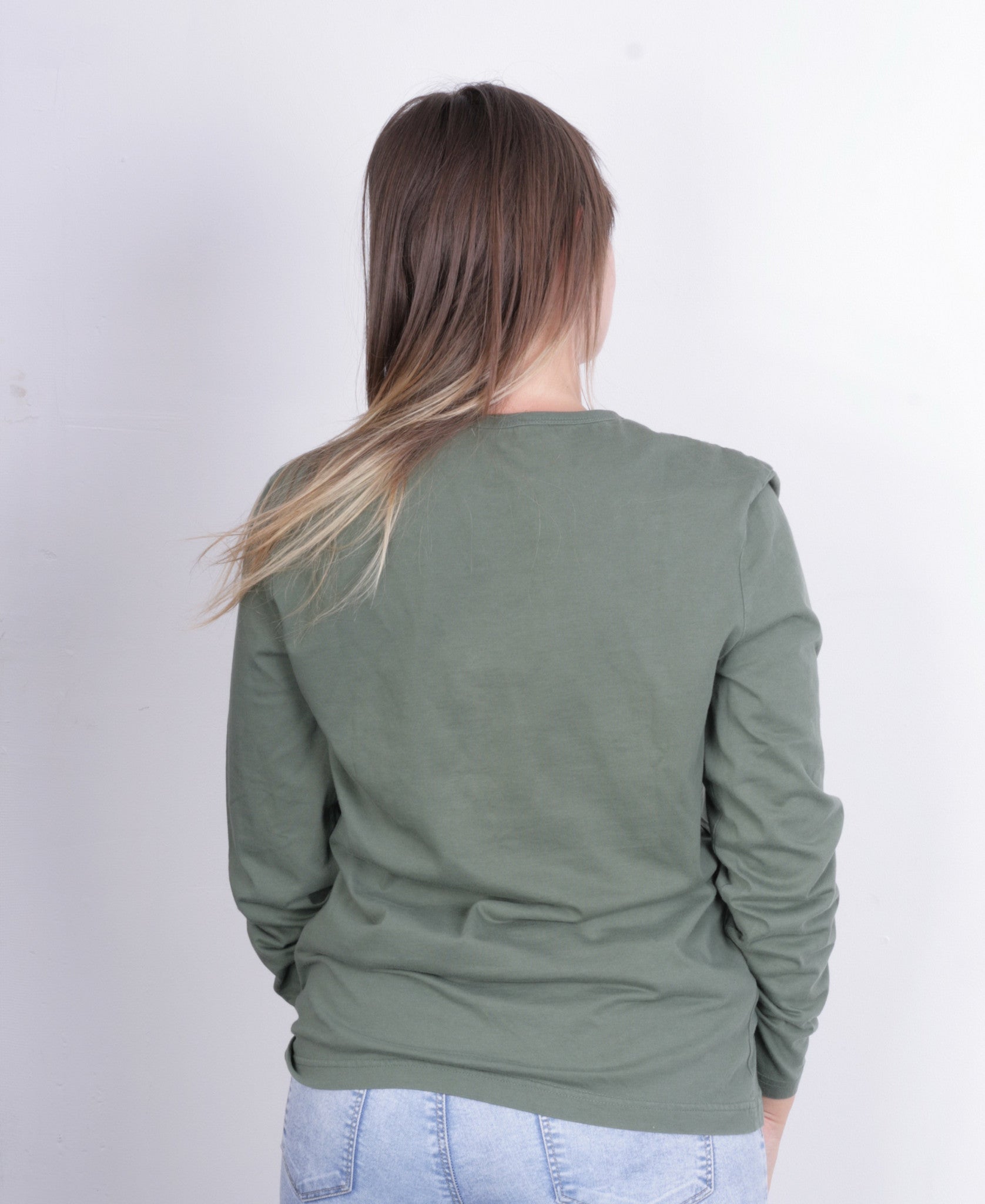 QS by s.Oliver Womens M Shirt Long Sleeve Cotton Green Crew Neck - RetrospectClothes