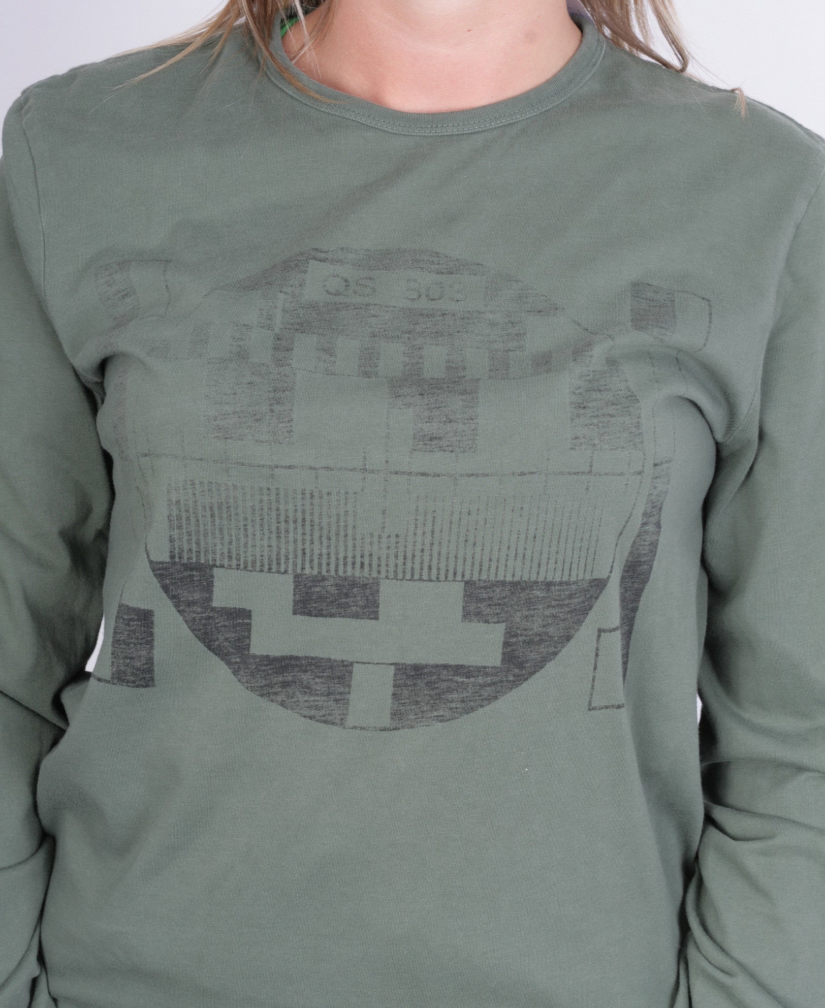 QS by s.Oliver Womens M Shirt Long Sleeve Cotton Green Crew Neck - RetrospectClothes