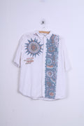 C&amp;A Originals Camicia casual da uomo L Grafica bianca Manica corta Fine Wear Estate