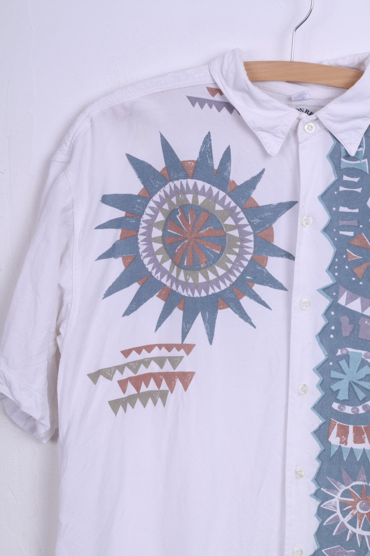 C&amp;A Originals Chemise décontractée L Homme Blanc Graphique Manches Courtes Fine Wear Été