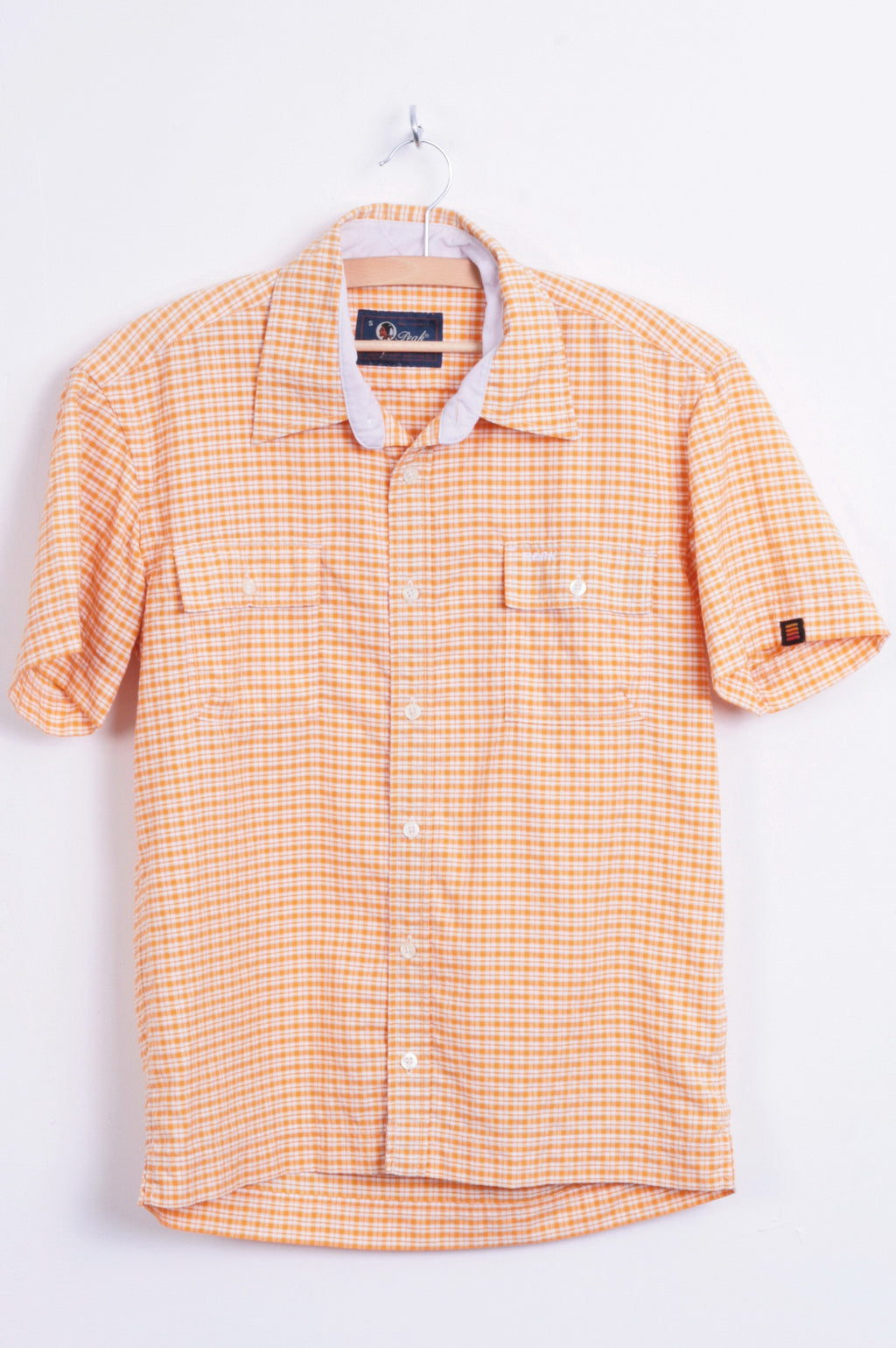 Peak Performance Womens S Outdoor Shirt Check Orange Sweden Short Sleeve - RetrospectClothes