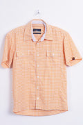 Peak Performance Womens S Outdoor Shirt Check Orange Sweden Short Sleeve - RetrospectClothes