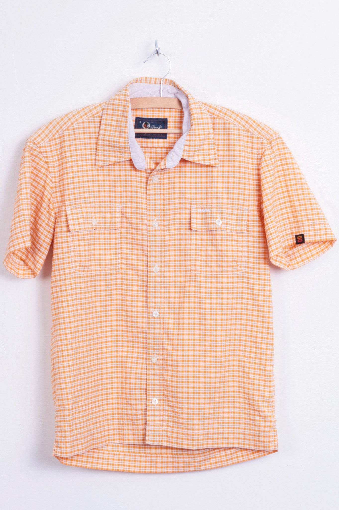 Peak Performance Womens S Outdoor Shirt Check Orange Sweden Short Sleeve - RetrospectClothes