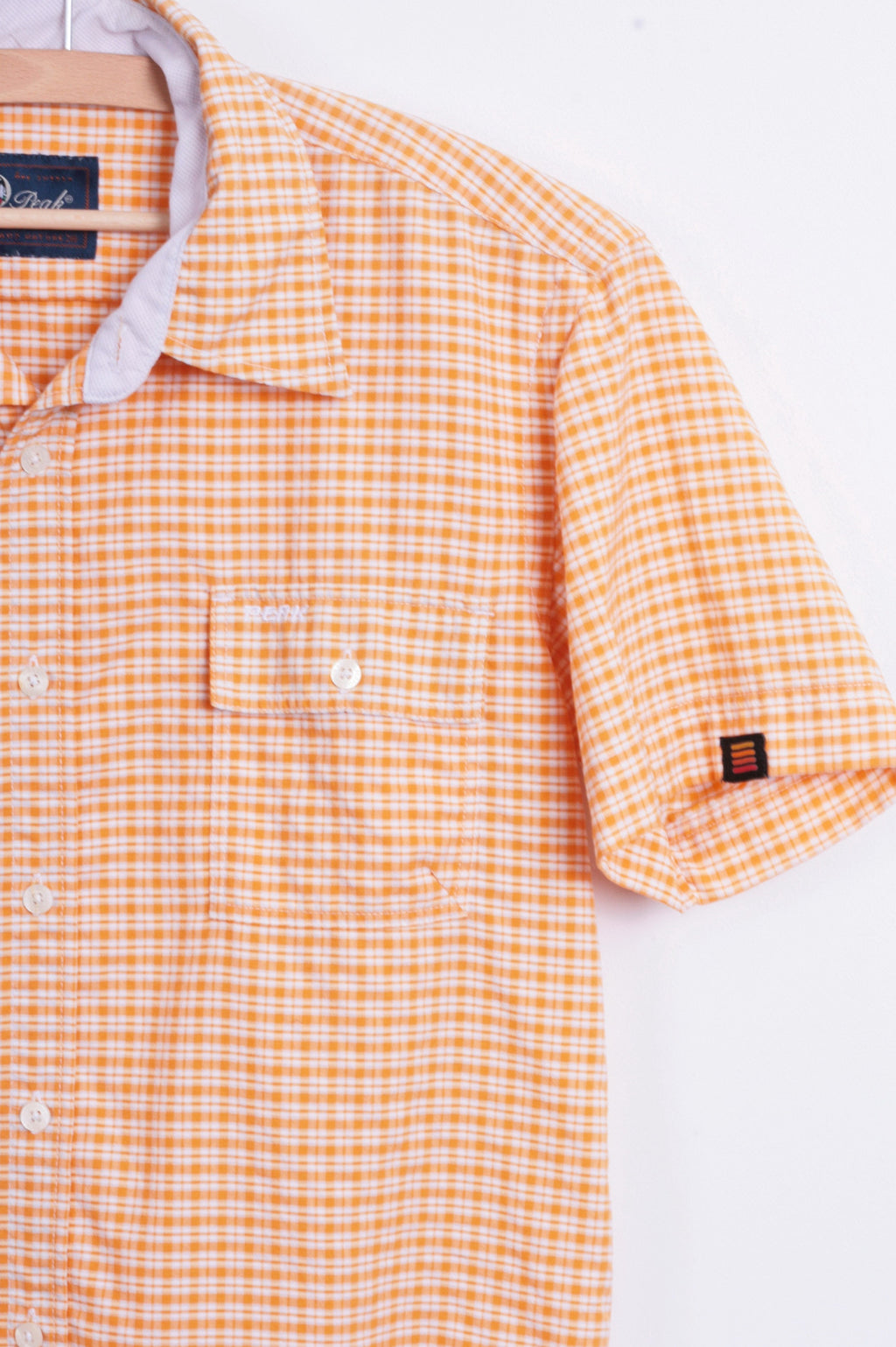 Peak Performance Womens S Outdoor Shirt Check Orange Sweden Short Sleeve - RetrospectClothes