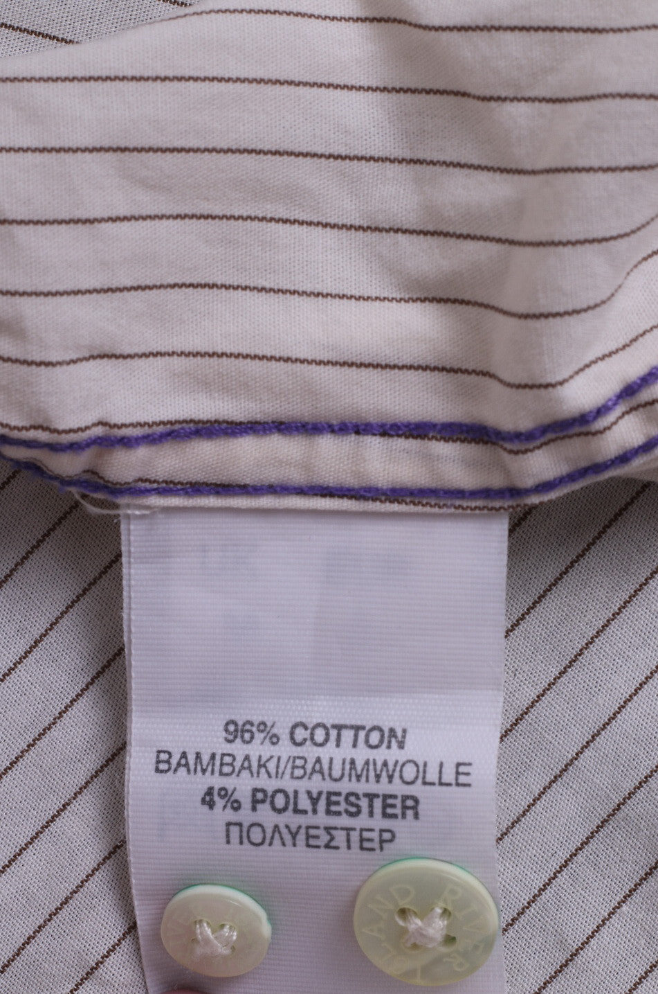 River Island Chemise Casual M Homme Rayé Crème Beige Coton Coupe Slim