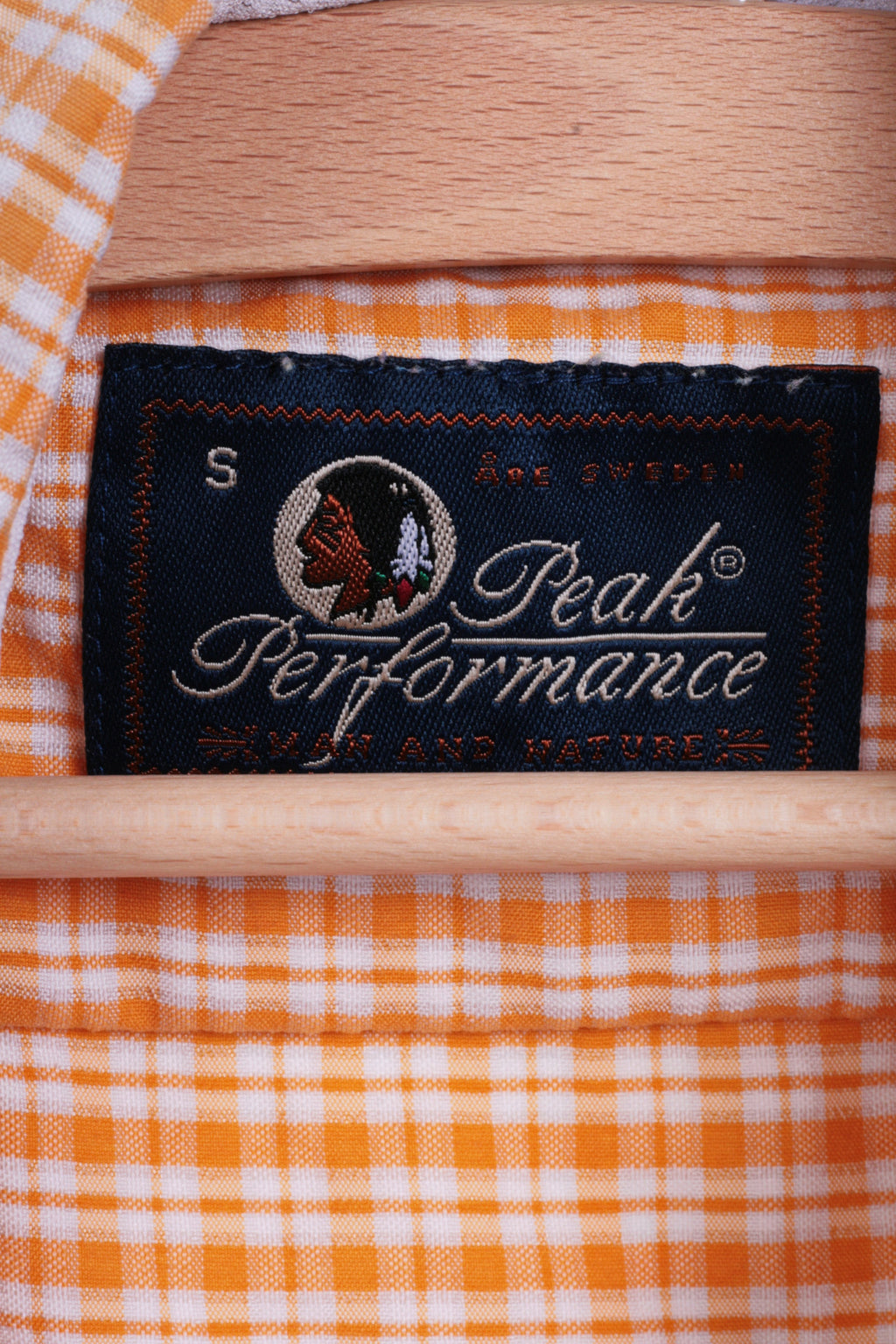Peak Performance Womens S Outdoor Shirt Check Orange Sweden Short Sleeve - RetrospectClothes