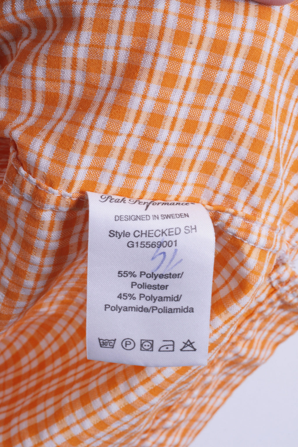 Peak Performance Womens S Outdoor Shirt Check Orange Sweden Short Sleeve - RetrospectClothes