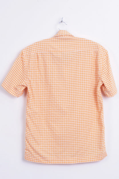 Peak Performance Womens S Outdoor Shirt Check Orange Sweden Short Sleeve - RetrospectClothes