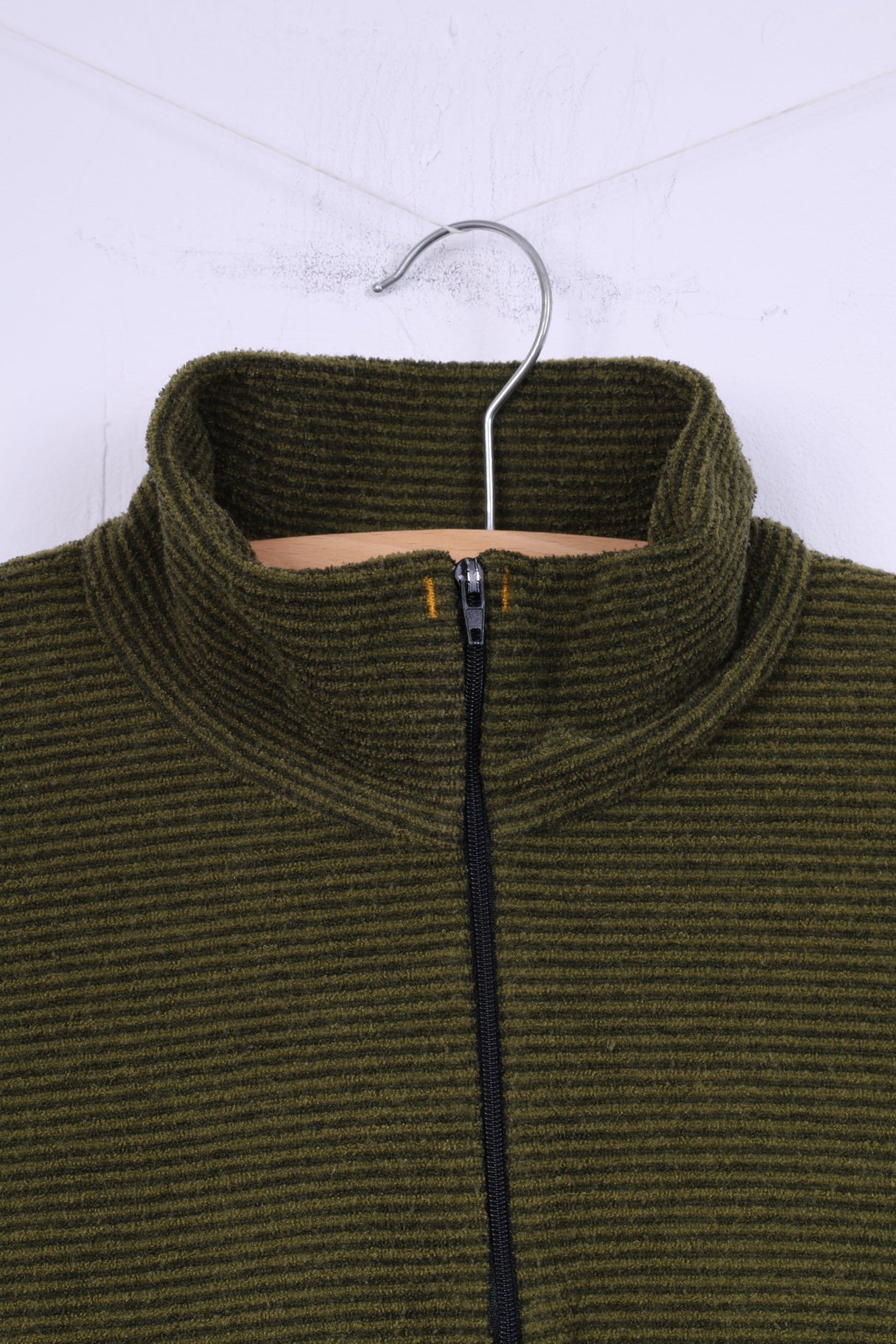 Four Seasons Womens L Fleece Top Green Zip Neck Sweatshirt Casual Top